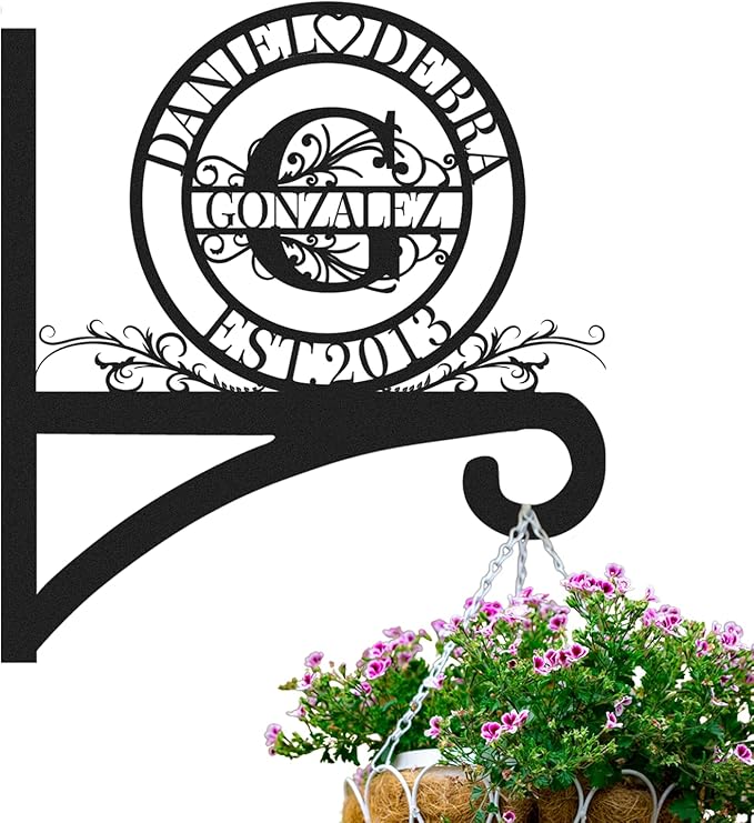 Custom Wall Plant Hanger Gifts for Mom & Dad | Personalized Name Outdoor Light Hangers | Customizable 10 Inch Metal Hanging Plant Bracket | Anti Rust Plant Hook for Bird Feeder