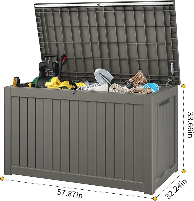 NBYSGO Outdoor Storage Box, Resin Deck Boxes Indoor and outdoor, Waterproof Storage Box Lockable Lid (Grey,230 Gallon)
