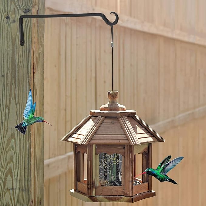 AILIN YELOKIE 16inch 4 Pack Plant Hanger, Sturdy Hanging Plant Hangers Outdoor, Bird Feeder Hanger for Bird, Plant Hangers for Planters, Lanterns, Wind Chimes Indoor Outdoor, Upgrade Black