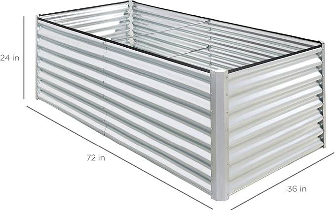 Best Choice Products 6x3x2ft Outdoor Metal Raised Garden Bed, Deep Root Box Planter for Vegetables, Flowers, Herbs, and Succulents w/ 269 Gallon Capacity - Galvanized