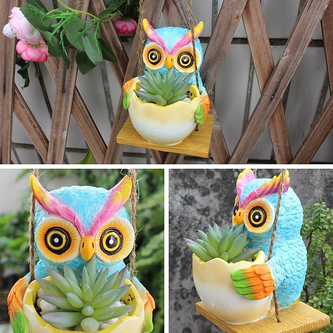 Hanging Planter for Indoor/Outdoor Plant - Swinging Animal Planter Pot for Succulents, Small Plants (Animal Home Decor) (clourfull)