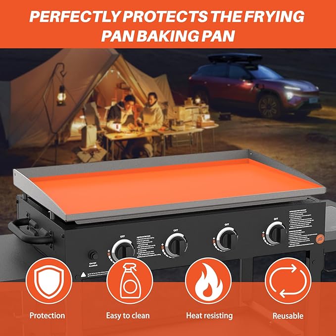 Silicone Griddle Cover Mat for Blackstone - 36 Inch Griddle Accessories Full Cover Wrapped Grill Mat Reusable Heavy Duty Food Grade Silicone Grill Mats