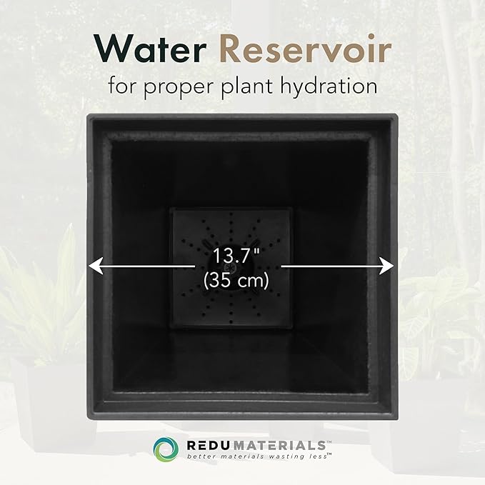 Tierra Verde 2-Pack Indoor & Outdoor Self-Watering Square Planters, Symphony, 15" x 28", Black - Planter Containers for Plants and Flowers - Gardening and Landscaping Accessories