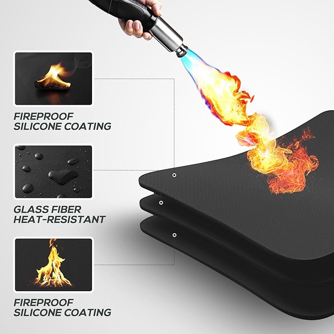 38inch Fire Pit Mat for Solo Stove Bonfire, Round Under Grill Blanket for Outdoor Grill, Fireproof Mat, Oil Proof Waterproof Under Floor BBQ Accessories Protector for Solo Stove Accessories
