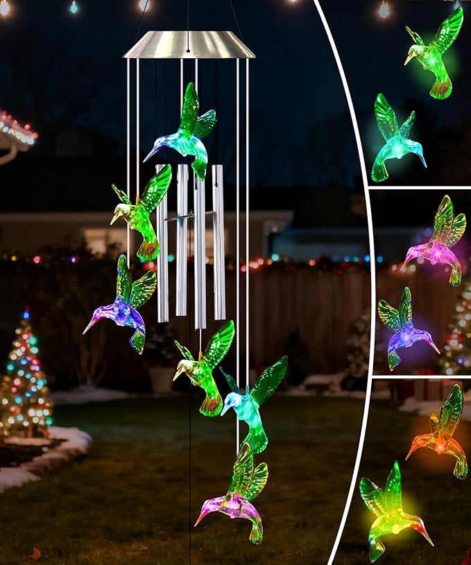 Nacome Wind Chimes for Outside: Tubes Memorial Wind Bell Valentines Day Gifts for Her Wife Women Mom Grandma Birthday - Yard Garden Indoor Outdoor Decor (Hummingbird)