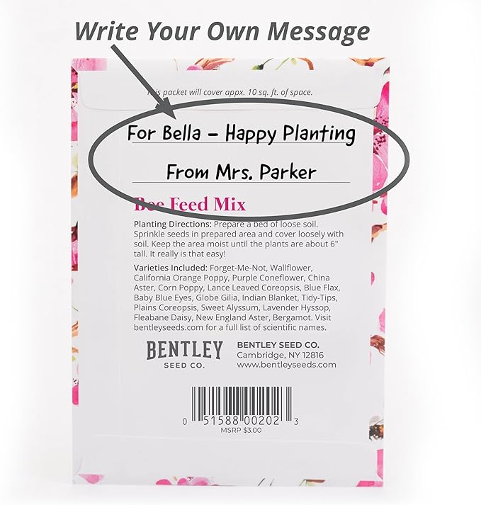 Bentley Seed Flower Mix - Pollinator Seed Mix with 5 Wildflower Seed Packets - Non-GMO Pollinator Seeds - Eco-Friendly Flower Seeds Packets for Party, Celebration, and Gifts - Pollinator Mix