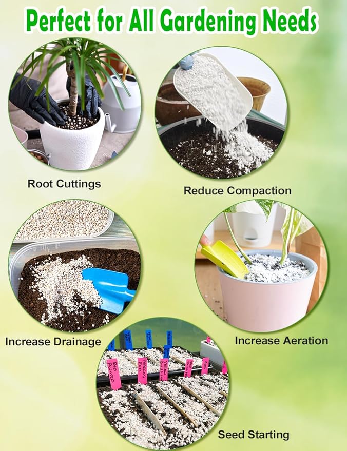 TOYPOPOR Perlite for Plants, (10qt) 3-6mm Organic Perlite for Gardening, Perlite for Plants Indoor, Soil Additive Conditioner Mix Improve Drainage and Ventilation Promote Root Growth and Soil Health