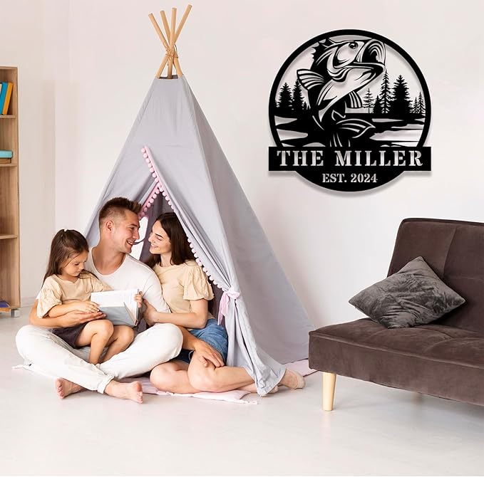 Custom Fish Metal Name Sign, Personalized Family Name Sign, Fishing Gifts for Men, Custom Fishing Metal Sign, Fisherman Gift