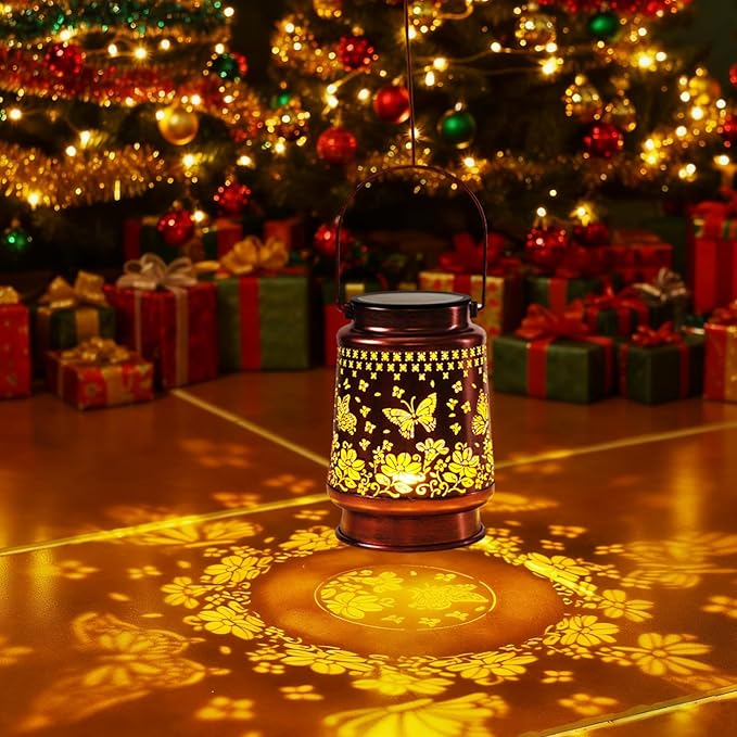 Homemory Christmas Gifts for Women Mom Grandma, Solar Lanterns Butterfly Lights Outdoor Waterproof Garden Decor, LED Hanging Solar Lights for Yard, Patio, Backyard, Porch, Lawn