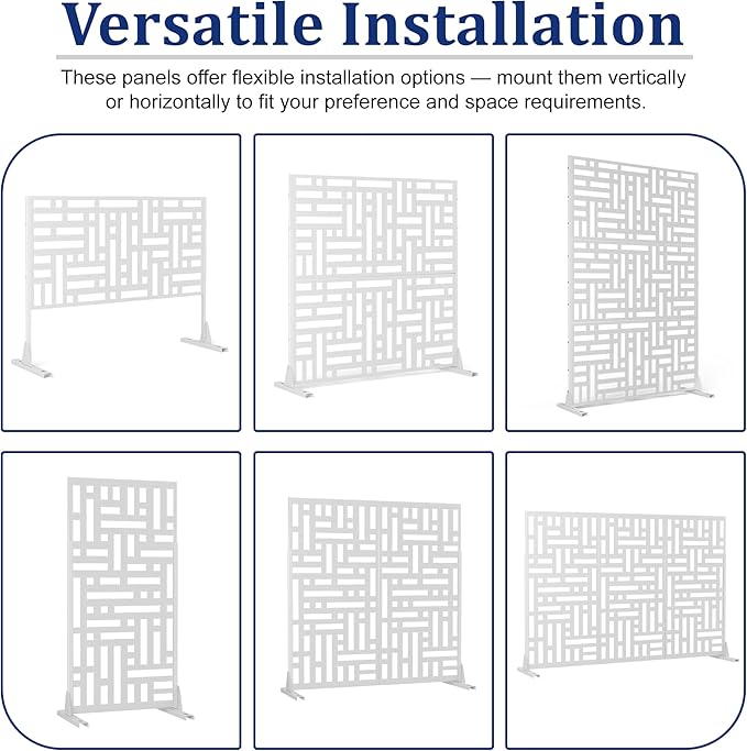 Outdoor Privacy Screen,72" H×47" W Metal Privacy Screen, Freestanding Privacy Fence Panels for Patio