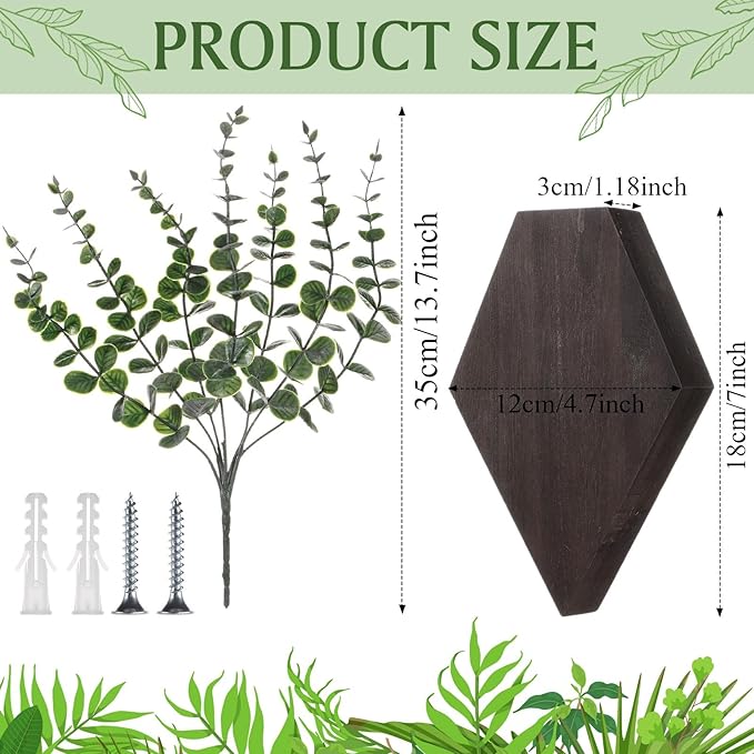 Chunful 2 Pcs Wooden Wall Planter Decor Hanging Fake Plants Greenery Flowers Holder Vase Boxes for Wall Bohemian Farmhouse Room Kitchen Office Indoor Decoration(Brown,7.1 x 4.7 x 1.2 Inches)