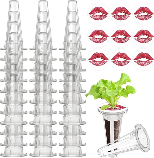 50pcs Grow Baskets for Indoor Hydroponics Supplies with 50pcs Seed Pod Label Stickers Aero Garden Replacement Kit for Smart Hydroponic Growing System