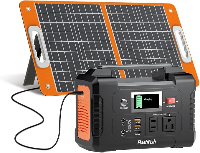 Solar Generator With Solar Panel Included, FF Flashfish 200W Portable Power Station+60W Solar Panel(DC/USB-A/USB-C Output), Backup Power Battery And Solar Panel Kit For Home Blackout/RV/Camping