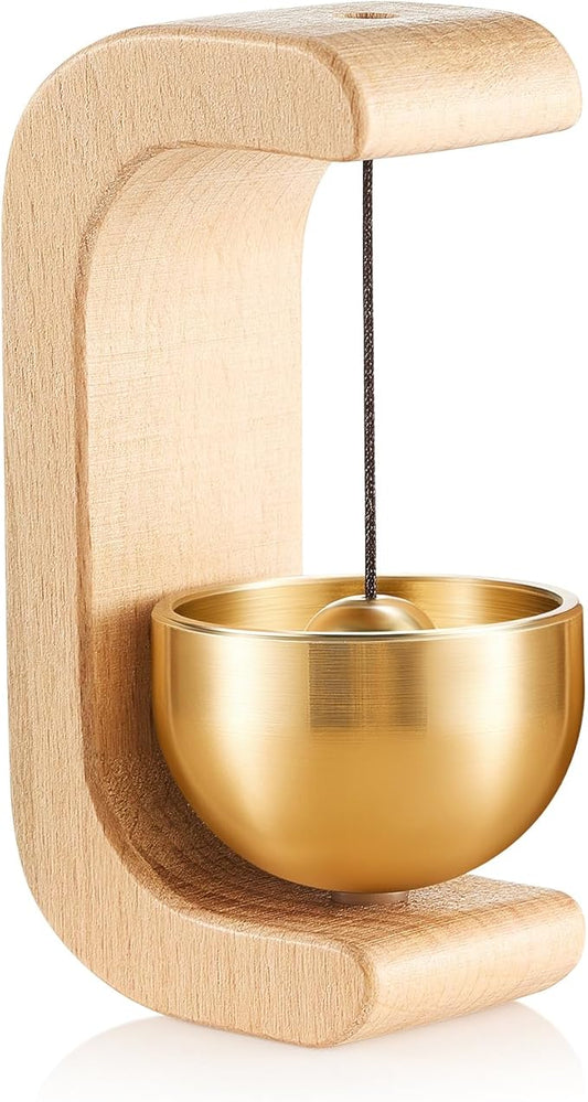 Zonon 1 Pcs Magnetic Wooden Wind Chime Doorbell Decoration Shopkeepers Bell for Door Opening C Shape for Housewarming Gift Refrigerator Room Garden Restaurant (Nature Beech)