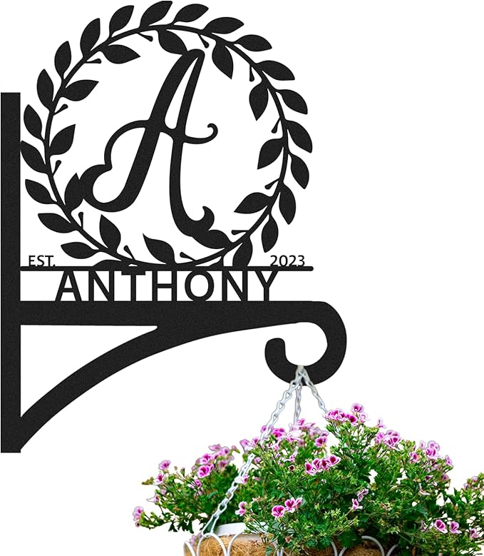 Custom Name Metal Plant Hangers from Wall Indoor and Outdoor | Home Decor Gift for Mom | Personalized Wall Mounted Hanging Plant Hooks | Customizable Rustic Hanging Gardening Bracket Hook