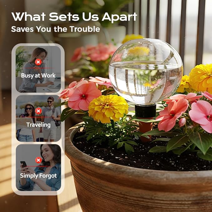Self-Watering Globes for Indoor Plants, Clear Glass Automatic Watering Planter Insert, Self-Watering System Spikes for Release Terracotta Planter, Watering Bulbs with Slow Release (1PCS)