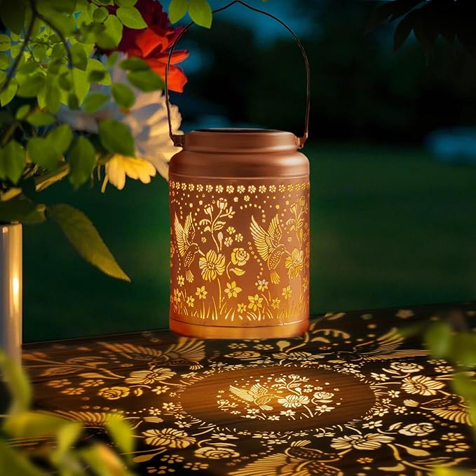 Hummingbird Solar Lantern,Garden Decor Lanterns Decorative Hanging Gardening Gift for Women Mom Mothers Grandma Grandparents Birthday Gifts
