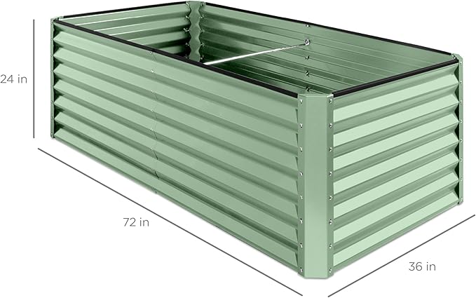 Best Choice Products 6x3x2ft Outdoor Metal Raised Garden Bed, Deep Root Box Planter for Vegetables, Flowers, Herbs, and Succulents w/ 269 Gallon Capacity - Sage Green