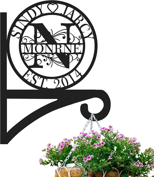 Custom Metal Plant Hanger Decorative Wall Mothers Day Gifts | Personalized Name Hooks for Hanging Plant | Customizable Indoor & Outdoor Wall Hanger for Hanging Lanterns, Flower Basket