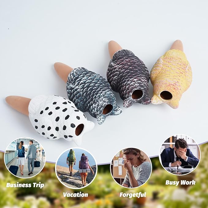 4 Pack Plant Watering Devices, Owl Shape Terracotta Watering Stakes, Vacation Self Watering Planter Insert, Large Self Watering Globes for Indoor Outdoor Plants