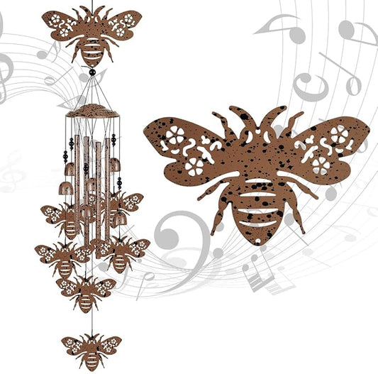 Bees Wind Chimes for Garden,Home,Balcony,Yard,Outdoor Decor, Bee Wind Bell, Memorial Windchimes, Bee Decoration, Wind Catcher, Blessing Wind Chime for Mom,Grandma,Family,Women,Friend
