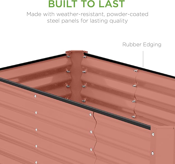 Best Choice Products 4x2x2ft Outdoor Metal Raised Garden Bed, Deep Root Planter Box for Vegetables, Flowers, Herbs w/ 119 Gallon Capacity - Terracotta