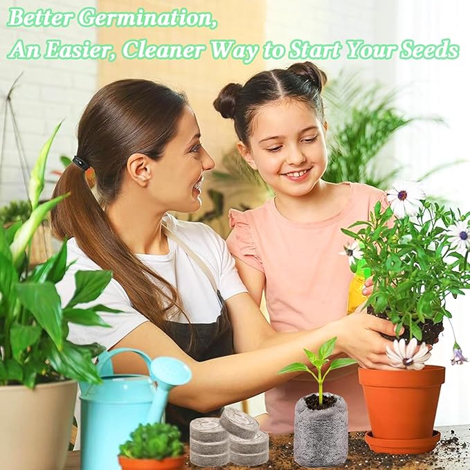 Legigo 200 PCS 30mm Peat Pellets Seed Starter Soil, Compressed Seed Starting Pods Plant Starter Soil Pods Plugs for Seedlings, Peat Pods for Starting Seeds, Herbs Tomatoes Flowers and Vegetables