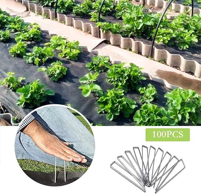 6 Inch Galvanized Garden Landscape Staples Stakes, 25 50 100 PCS Anti-Rust Garden Staples Tent Ground Stakes U-Shaped Landscape Pins for Secure Lawn Fabric, Decoration (100, 6 Inch)