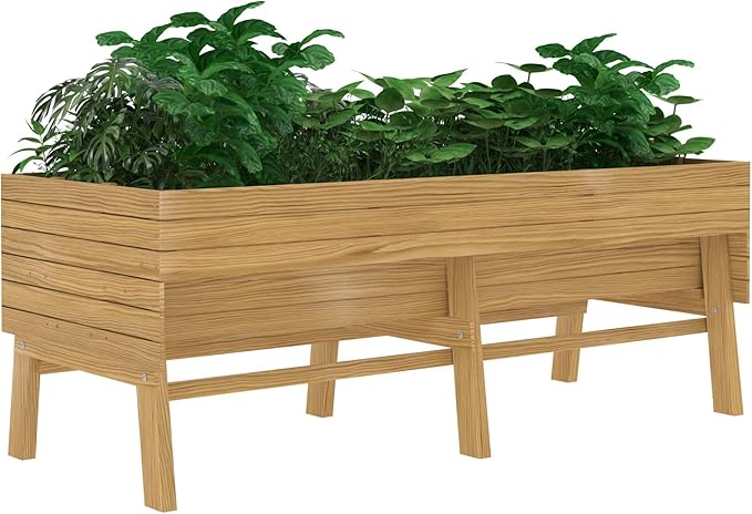 6 x 3 x 2FT Raised Garden Bed with Legs, Large Outdoor Elevated Wood Planted Box with Liner for Vegetable Flower, Backyard and Patio, Natural