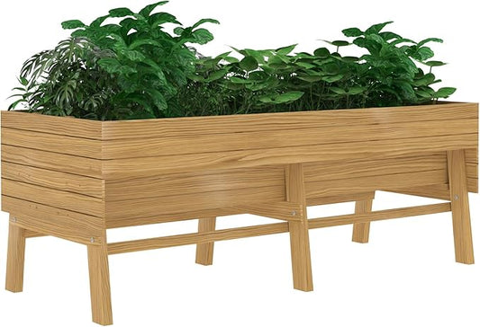 6 x 3 x 2FT Raised Garden Bed with Legs, Large Outdoor Elevated Wood Planted Box with Liner for Vegetable Flower, Backyard and Patio, Natural