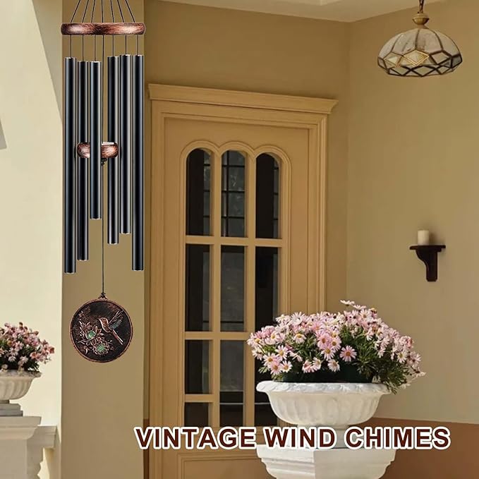 Wind Chimes for Outside, Vintage Hummingbird Deep Tone Wind Chime Outdoor Clearance, Patio Porch Balcony Decoration, Garden Hanging Decor Gifts for Women Mom Grandma (34" Hummingbird)