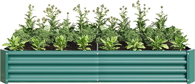 6x3x1ftft Raised Garden Bed, Outdoor Galvanized Raised Garden Beds, Metal Raised Beds for Gardening Vegetables Fruits and Flowers, Easy Assembly, 127 Gallon Capacity - Green