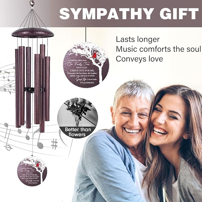 ASTARIN Wind Chimes for Loss of Loved One, Personalized Memorial Wind Chimes Sympathy Gifts for Loss of Mom Dad, in Loving Memory- Cardinal Sympathy Gifts,30/36/45 in Deep Tone Windchime