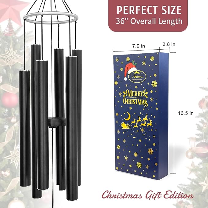 ASTARIN 36in Memorial Wind Chimes, Christmas Wind Chimes for Outdoors,Soothing Tone for Garden Hanging Decor Sympathy Gifts