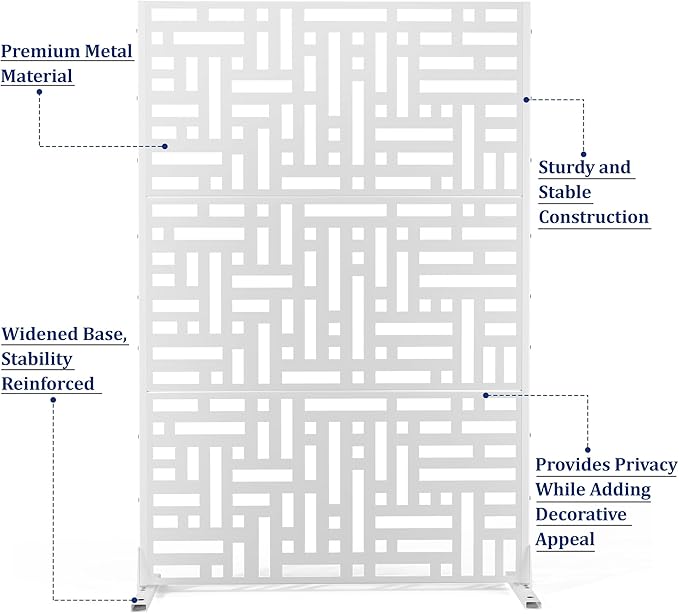 Outdoor Privacy Screen,72" H×47" W Metal Privacy Screen, Freestanding Privacy Fence Panels for Patio