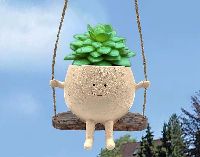 Swing Face Hanging Planter - Indoor & Outdoor, Stylish & Cute Hanging Planters, Small Hanging Plant Pots