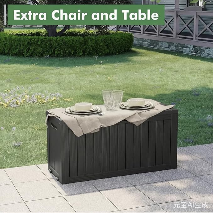 NBYSGO Outdoor Storage Box, Resin Deck Boxes Indoor and outdoor, Waterproof Storage Box Lockable Lid (Black, 80 Gallon)