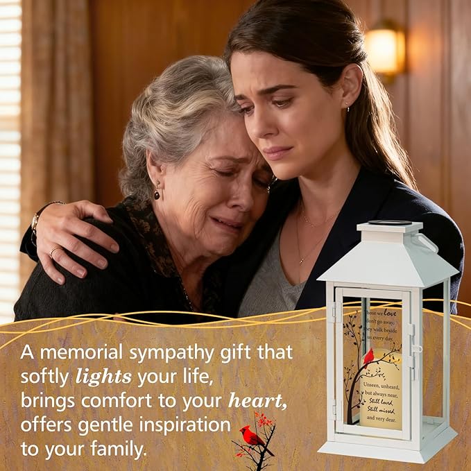 Cardinal Solar Memorial Lanterns, Outdoor Hanging Lanterns Waterproof LED Solar Cardinal Lights for Outdoor Patio Garden Sympathy Gifts for Loss of Mom Dad Loved One