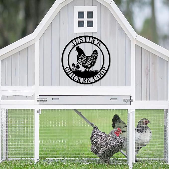 Personalized Chicken Coop Sign Custom Hen House Metal Wall Decor Farm Name and Date Plaque Outdoor Yard Garden Art for Farmers Coop Entrance Ornament