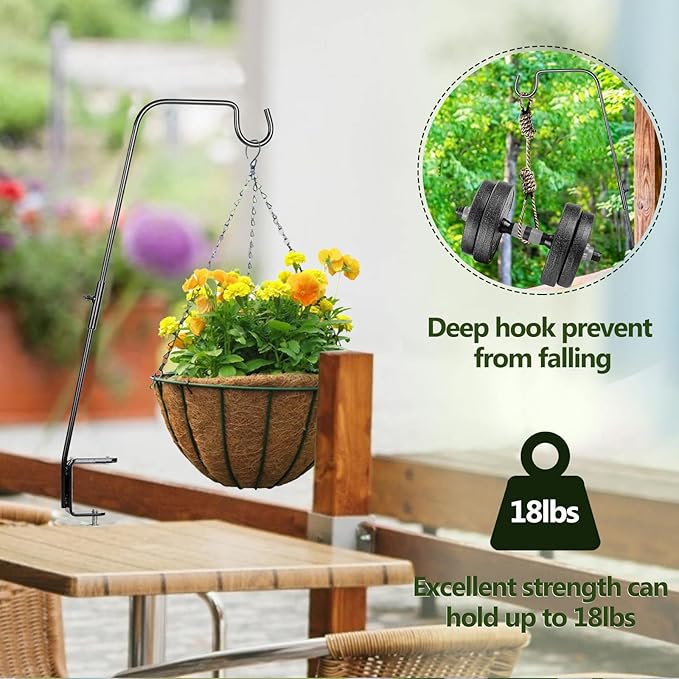 BOLITE Deck Hook, 28 Inch Bird Feeder Hanger for Hummingbird Feeders, Planters, Lanterns, Wind Chimes, Holiday Decorations and More, Heavy Duty, Birthday Gifts for Women Men, Gifts for Mom Dad