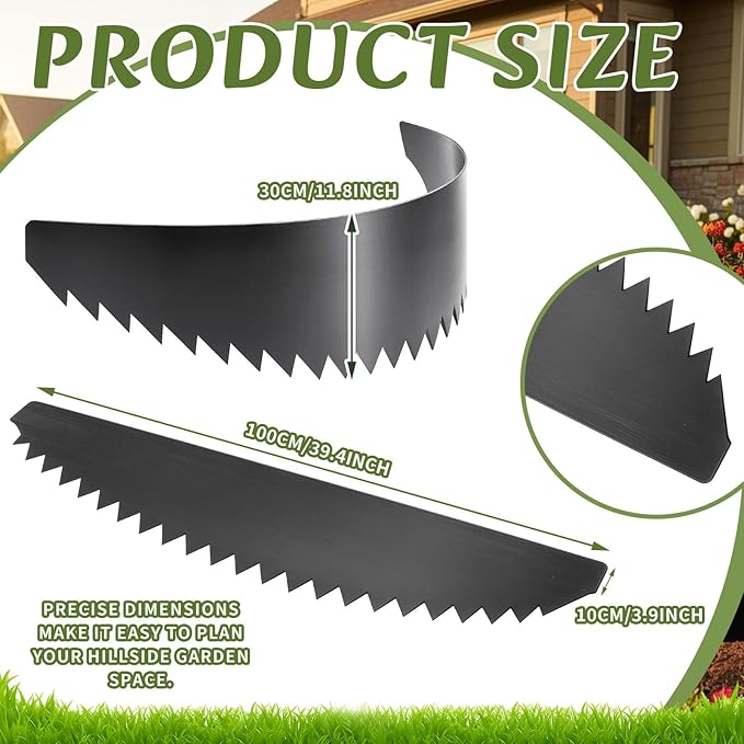 Maxdot 3 Pack Hillside Planters, Erosion Control Hillside Planters, Steel Serrated for 10°-24° Slope Gardening, Raised Garden Bed Terracing Kit, Beautify Landscapes, 39.4 x 11.8 Inches