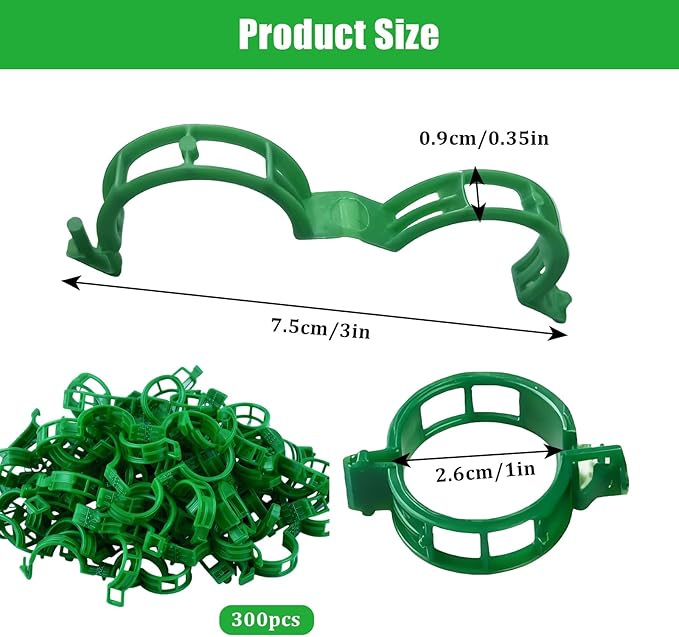 YFANITI 300 PCS Green Plant Fixing Clips,Plant Support Clips, Tomato Clips, Plastic Trellis Clips,Garden Clip for Fixing Stem and Vine