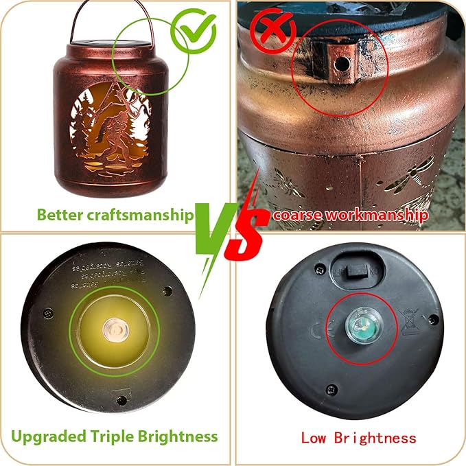 Bigfoot Sasquatch Solar Lanterns Outdoor,Waterproof Hanging Solar Lights, Big Foot Yard Decor,Gifts for Men Women Metal Decorative LED Lanterns for Yard, Patio, Lawn, Tabletop, Pathway, Landscape
