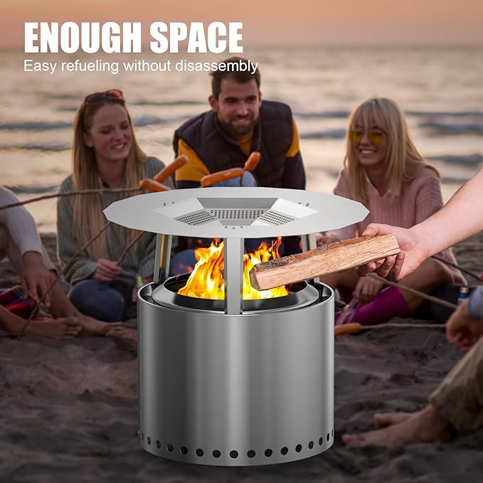 One-Piece Fire Pit Heat Deflector for Solo Stove Bonfire 19.5", 304 Stainless Steel Heat Diffuser Accessories for Captures and Redirects Warmth for Most 19.5" Outdoor Backyard/Camping Fire Pit Stove
