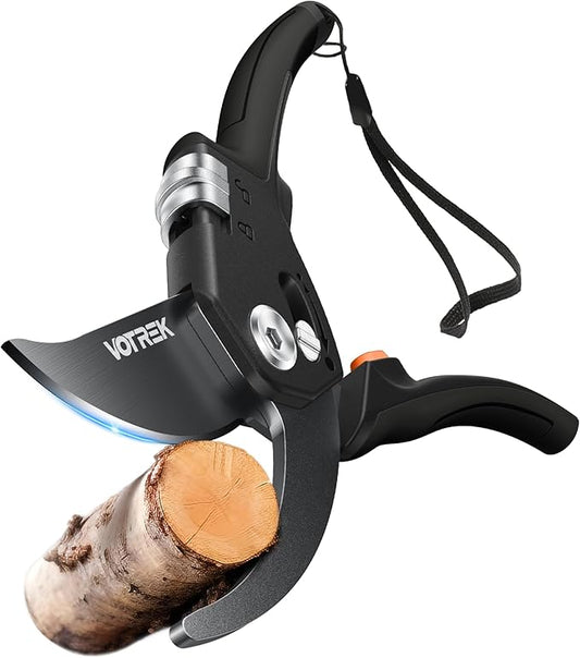 VOTREK 8.5" Pruning Shears for Gardening, 【Unique Stepless Handle Opening】Professional Bypass Garden Clipper for All Hands, SK5 Steel Blades, Heavy Duty Ergonomic Plant Pruners for Branch