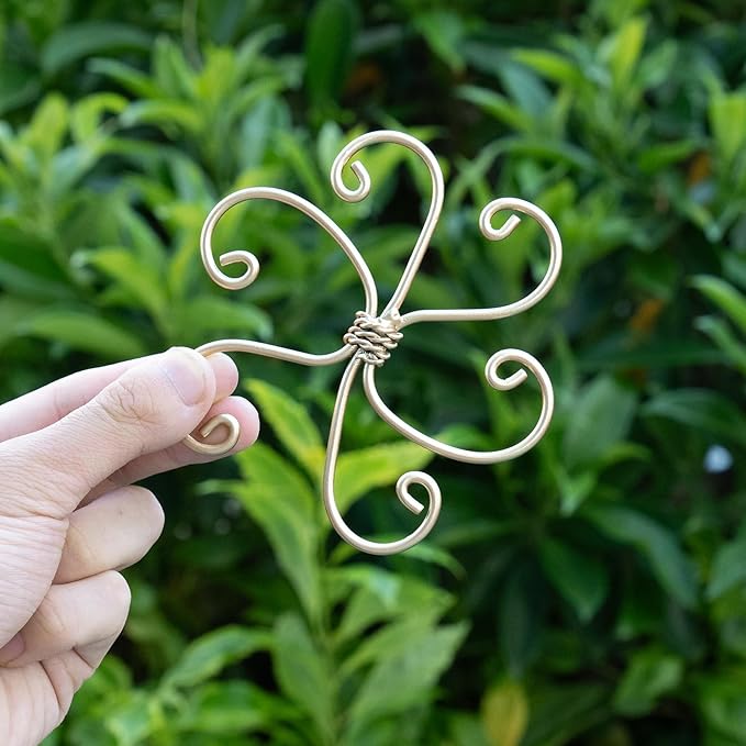 Goooxim 5PCS Plant Stem Support - Durable 5pcs Iron Grapple Holder for Monstera & Climbing Plants, Unique Design for Optimal Growth, Bamboo Clamp Set for Leaf Stabilization and Support (Gold)
