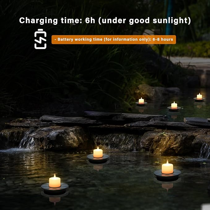 Solar Floating Pool Lights, 3-Pack Solar-Powered Float Candles Lamps Tea Light for Pond Party Garden Backyard Outdoor Decor