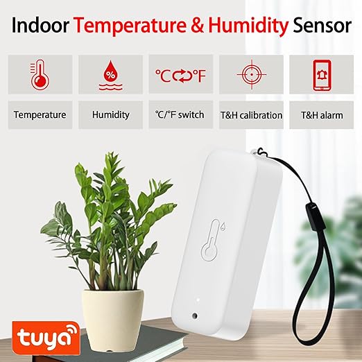 WiFi Hygrometer Thermometer Sensor, Wireless Smart Temperature Humidity Monitor with Remote App Notification Alert, for Home, Greenhouse White (1pack)