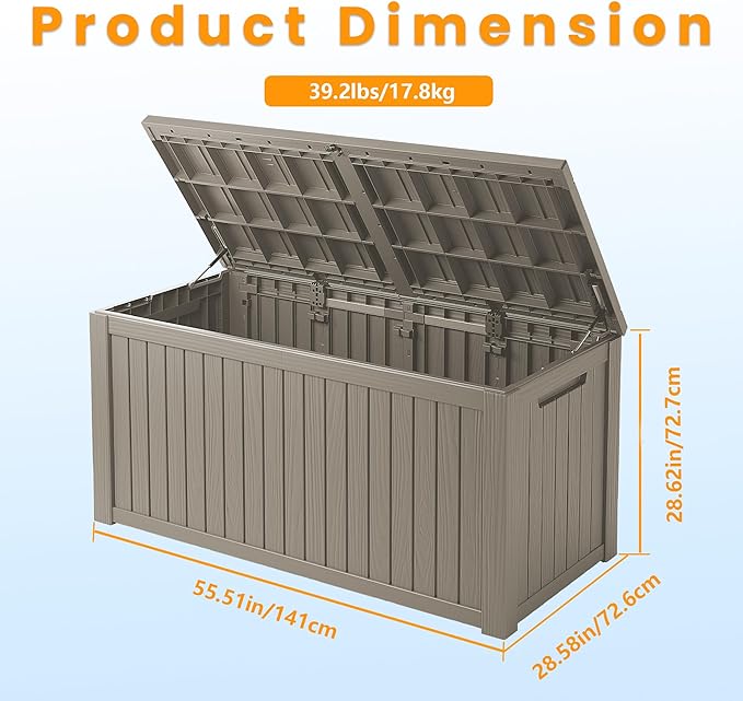 Mersco 150 Gallon Double-Wall Resin Deck Box - Lockable Waterproof Outdoor Storage Box, 1000lbs Capacity & Doubles as Seating for Patio Furniture - Garden Tools, Pool Accessories (Black)