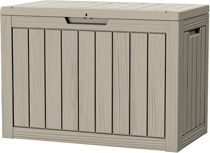 Yardgrace 46 Gallon Resin Deck Box Waterproof Outdoor Storage Box for Patio Furniture Pool Accessories Indoor Storage for Cushion Garden Tools, Gray
